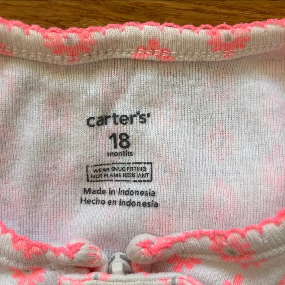 Carter’s Pink Flowers Footie Sleeper, Size 18M